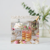 Vibrant English Tea Pink and Gold Invitation Kaart (Staand voorkant)