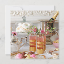Vibrant English Tea Pink and Gold Invitation Kaart