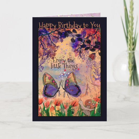 Vibrant Enjoy the Little Things Butterfly Birthday Kaart (Voorkant)