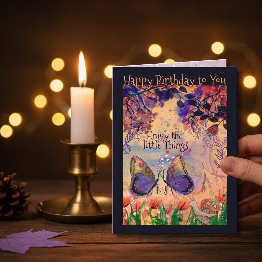 Vibrant Enjoy the Little Things Butterfly Birthday Kaart