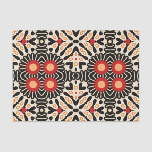 Vibrant Etnische Arabesque Bohemian Mosaic Decouti Tissuepapier (Voorkant)