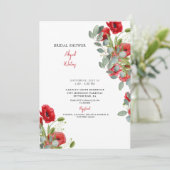 Vibrant Eucalyptus Red Floral Vrijgezellenfeest In Kaart (Staand voorkant)