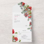 Vibrant Eucalyptus Red Floral Weddenschap All In One Uitnodiging (Binnen)