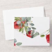 Vibrant Eucalyptus Red Floral Weddenschap All In One Uitnodiging (Achterkant)