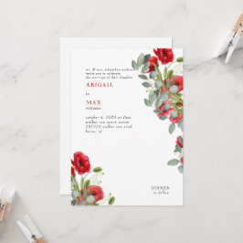 Vibrant Eucalyptus Red Floral Weddenschap Kaart
