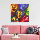 Vibrant Expressionist Faces Canvas Afdruk (Insitu (Woonkamer))