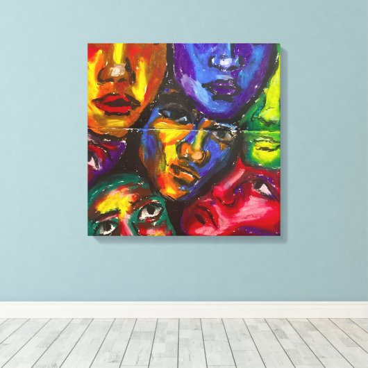 Vibrant Expressionist Faces Canvas Afdruk (Insitu (Houten vloer))