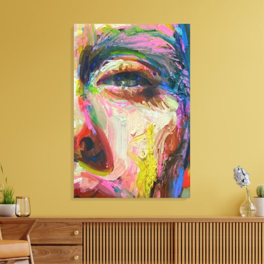 Vibrant Expressionist Portrait – Textured Abstract Canvas Afdruk (Insitu (Woonkamer))