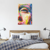 Vibrant Expressionist Portrait – Textured Abstract Canvas Afdruk (Insitu (Slaapkamer))