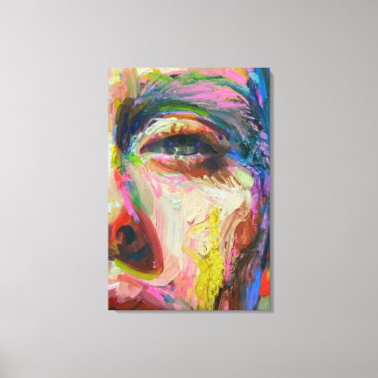Vibrant Expressionist Portrait – Textured Abstract Canvas Afdruk (Voorkant)