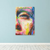 Vibrant Expressionist Portrait – Textured Abstract Canvas Afdruk (Insitu (Houten vloer))