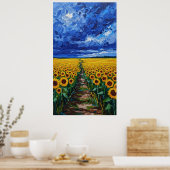 Vibrant Expressionist Sunflower Field Painting Poster (Keuken)