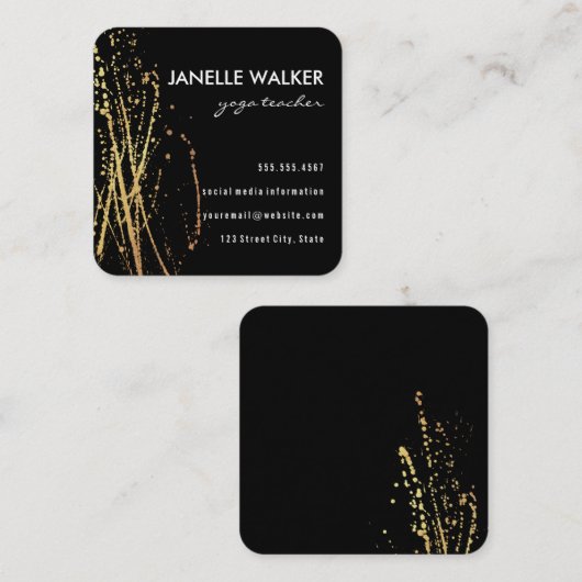 Vibrant Expressive Splatter Vierkante Visitekaartje (Voorkant / Achterkant)