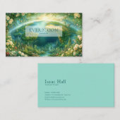 Vibrant Fantasy Earth Globe and Lush Rose Garden Visitekaartje (Voorkant / Achterkant)