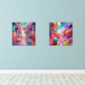 Vibrant Fantasy World - Kleurrijke Abstracte kunst Muurkunst Sets (Houten vloer)