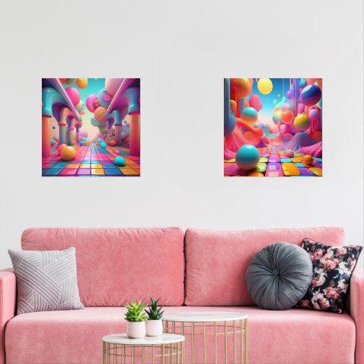 Vibrant Fantasy World - Kleurrijke Abstracte kunst Muurkunst Sets (Woonkamer)