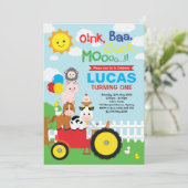Vibrant farm animals Barnyard Petting Zoo Birthday Kaart (Staand voorkant)