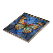 Vibrant Faux Stained Glass Butterfly Mosaic Art Tegeltje (Zijkant)