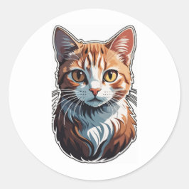 Vibrant Feline Majesty - Exquisite Cat Ronde Sticker