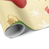 Vibrant Festive Christmas Ornaments and Candy Cane Cadeaupapier (Rol Hoek)