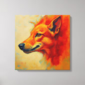 Vibrant Fiery Fox or Wolf Textured Impasto Canvas Afdruk (Voorkant)