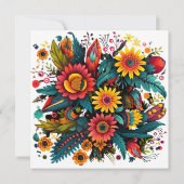 Vibrant Fiesta Bloemen Paar Douche Viering Kaart (Achterkant)