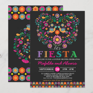Vibrant Fiesta Couples Shower Floral Verloving Kaart