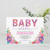 Vibrant Fiesta Flowers Nacho Gemiddeld Baby shower Kaart (Staand voorkant)