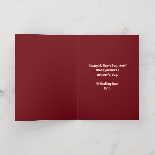 Vibrant | Fijne Moederdag Roze Rozen Fotogoud Folie Feestdagenkaart (Binnenlaag)