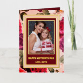 Vibrant | Fijne Moederdag Roze Rozen Fotogoud Folie Feestdagenkaart (Voorkant)