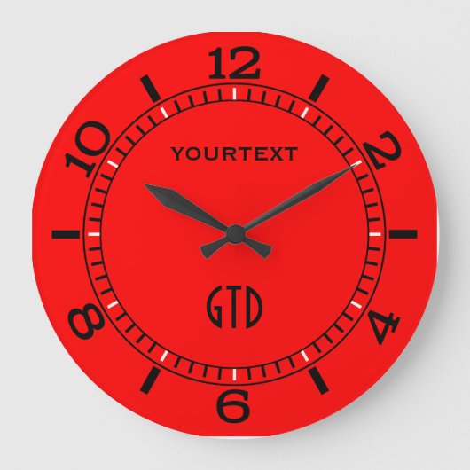 Vibrant Fire Red Dial to Personalize Grote Klok (Voorkant)