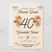 Vibrant Floral 40ste Verjaardag Fest Kaart (Voorkant)