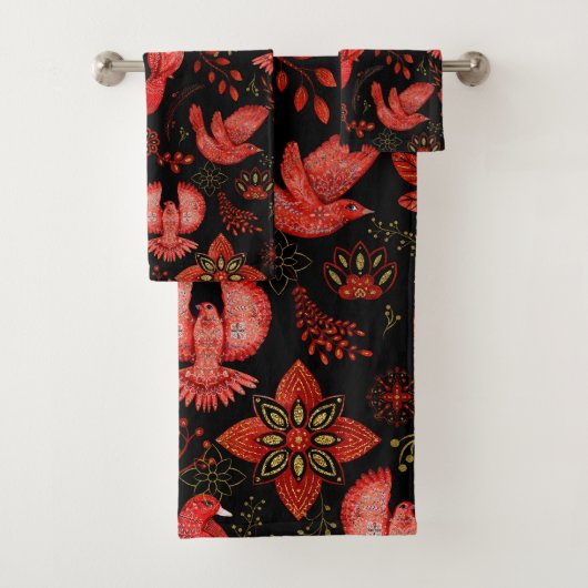  Vibrant floral and leafy pattern designs Bad Handdoek (Insitu)