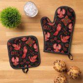 Vibrant floral and leafy pattern designs Ovenwant & Pannenlap Set (Top down)