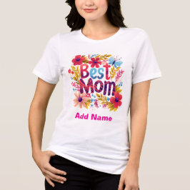 Vibrant Floral Best Mom Butterfly Botanical Modern Tri-Blend Shirt