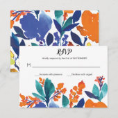 Vibrant Floral Bloom RSVP-kaart Kaart (Voorkant / Achterkant)