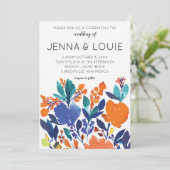 Vibrant Floral Bloom Weddenschap Kaart (Staand voorkant)