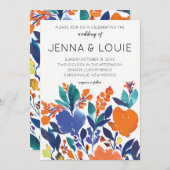 Vibrant Floral Bloom Weddenschap Kaart (Voorkant / Achterkant)