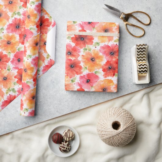 Vibrant Floral Blooms Wrapping Paper Elegant Cadeaupapier (Crafts)