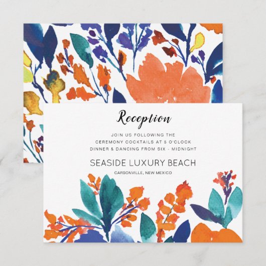 Vibrant Floral Blossom Reception Kaart (Voorkant / Achterkant)