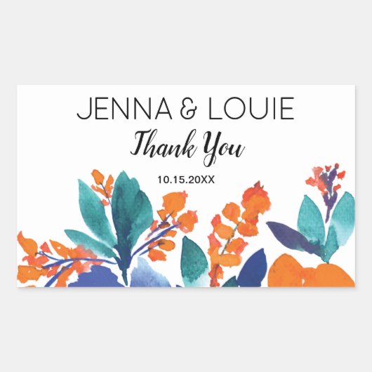 Vibrant Floral Blossom Wedding Rechthoekige Sticker (Voorkant)