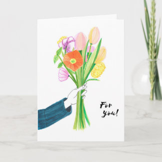 Vibrant Floral Bouquet Birthday Card Kaart