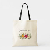 Vibrant Floral Bouquet Bridesmaid Name Tote Bag (Achterkant)