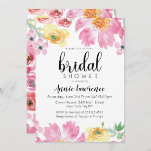 Vibrant Floral Bridal Shower Invitations Kaart