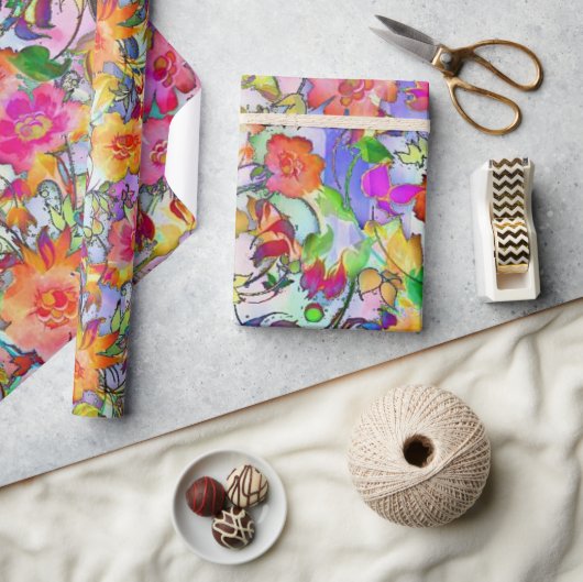 Vibrant floral cadeaupapier (Crafts)