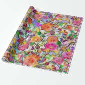 Vibrant floral cadeaupapier (Uitgerold)