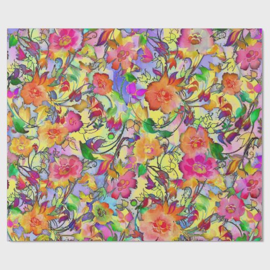 Vibrant floral cadeaupapier (Vlak)
