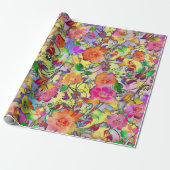 Vibrant floral cadeaupapier (Uitgerold)