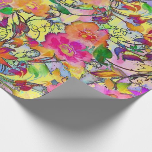 Vibrant floral cadeaupapier (Hoek)