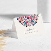 Vibrant Floral Delight Mandala Wedding Place Card Kaart